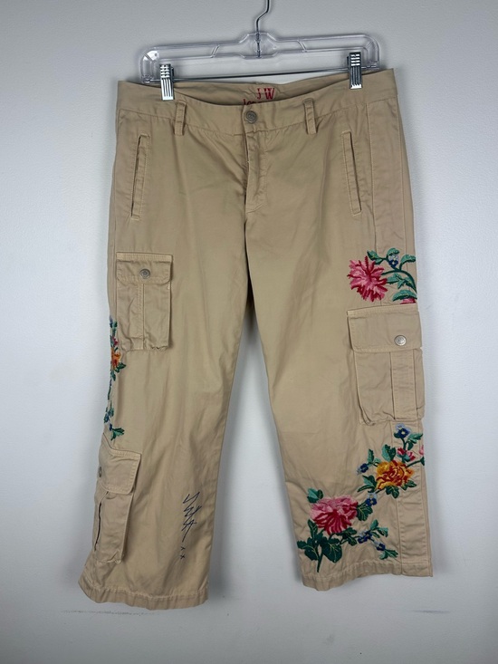 Johnny Was Pants - Johnny Was Cargo Pockets Wide Leg Crop Floral Emrboidered Pants Women’s Sz M